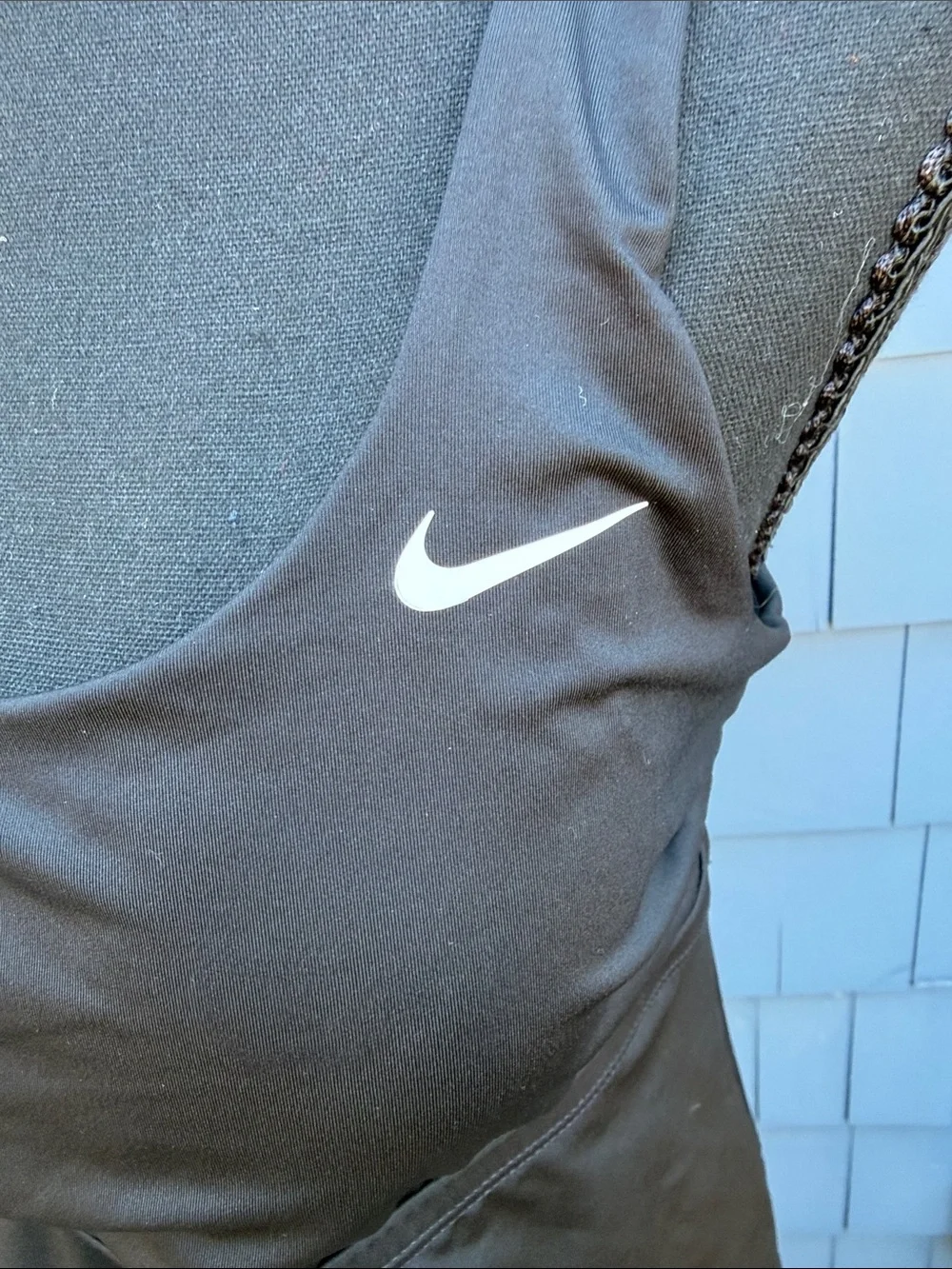 Nike Black Scoop-Front Athletic Tank with White Swoosh large swim or workout